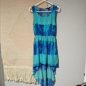 Blue Tie-Dye Sleeveless Dress